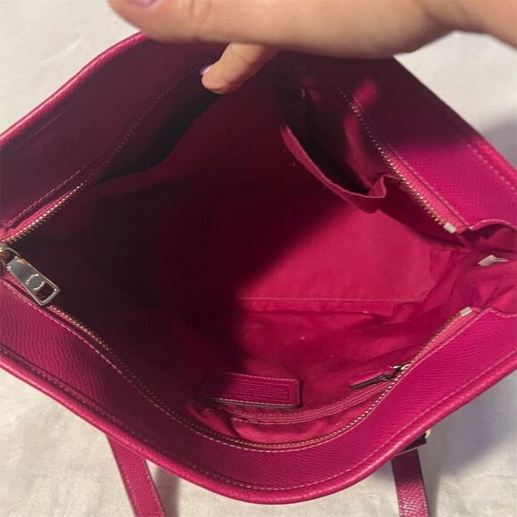 Coach Women's Raspberry Pebbled Leather Tote Bag Large Gold Hardware - Picture 10 of 16